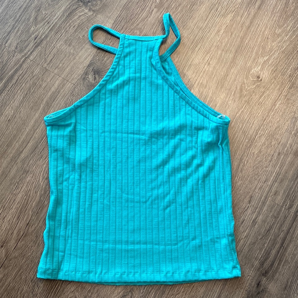 Teal Ribbed Tank Top - Picture 3 of 3